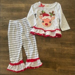 Grey, red & white Christmas reindeer outfit